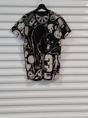 Superstitions Black Cat Jumbo Print Lucky 13 Men's Short Sleeve T-shirt M